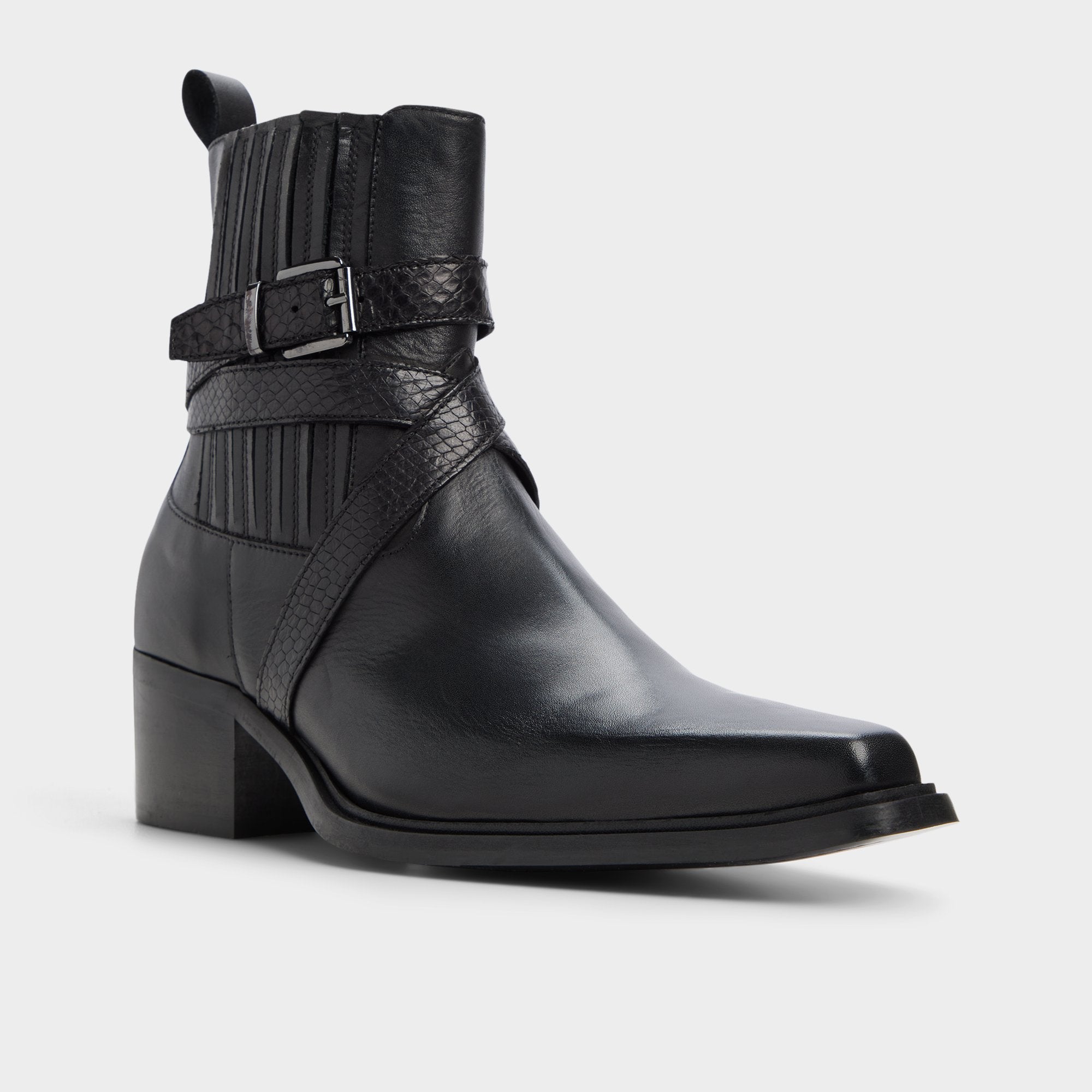 Aldo Moreti bottes homme cuir noir zip talon