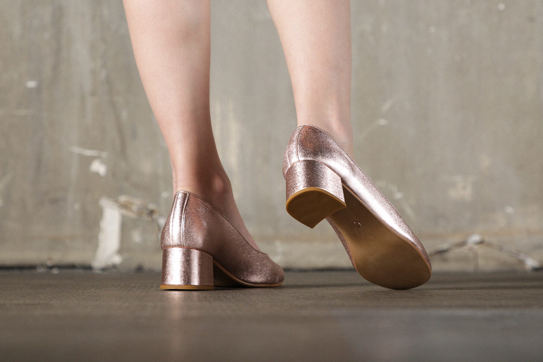 Coralie Masson Louise escarpins cuir rose gold 5 cm