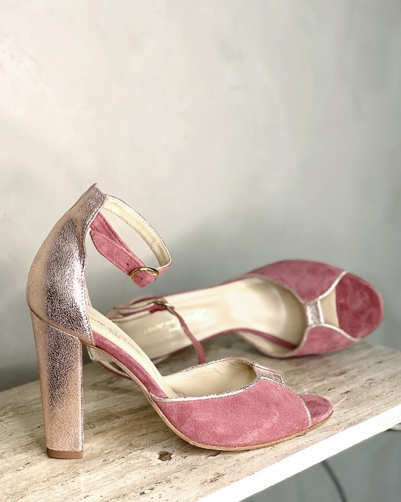 Dessine Moi Un Soulier Charlotte sandales velours rose thé
