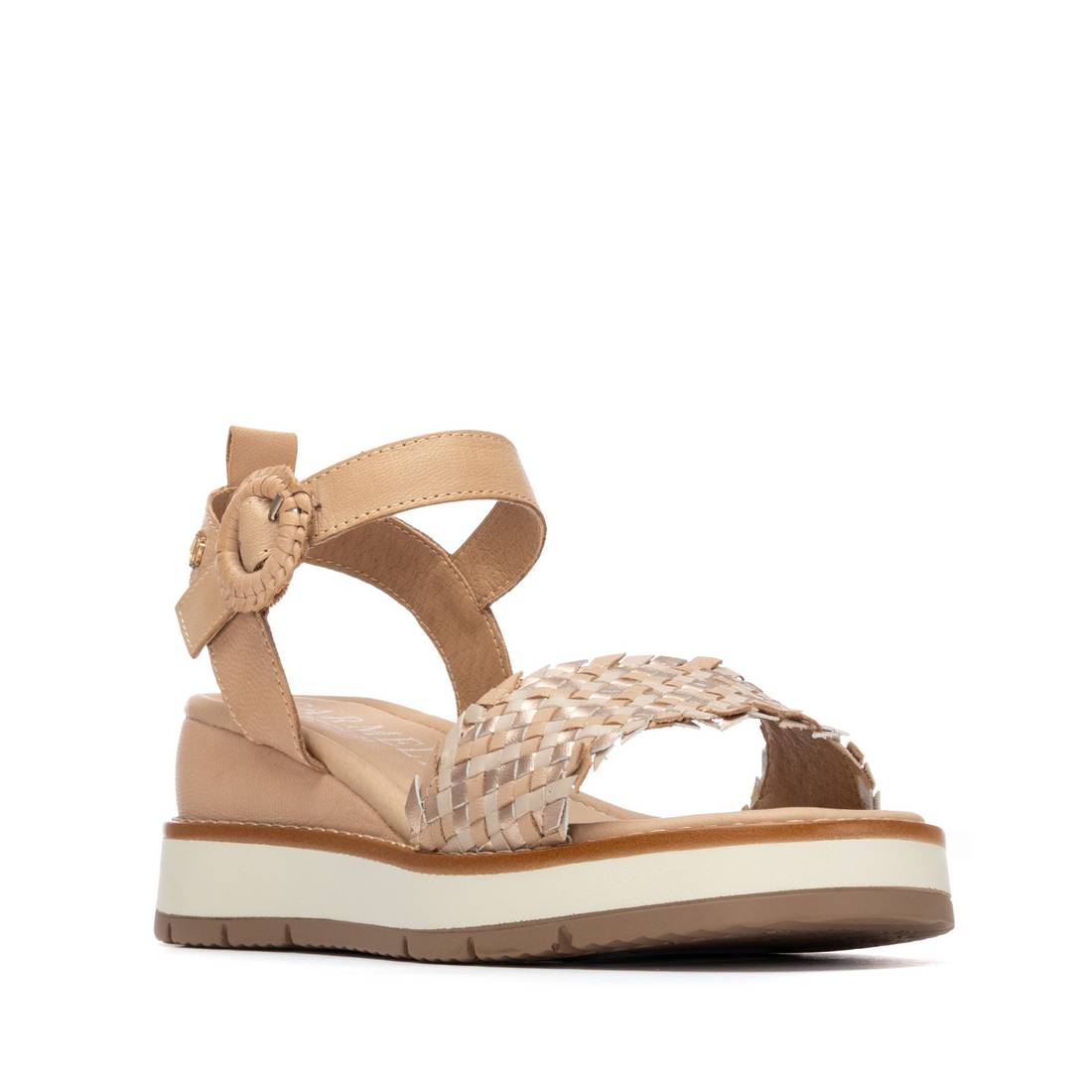 Carmela 16315505 sandale femme cuir beige tressé