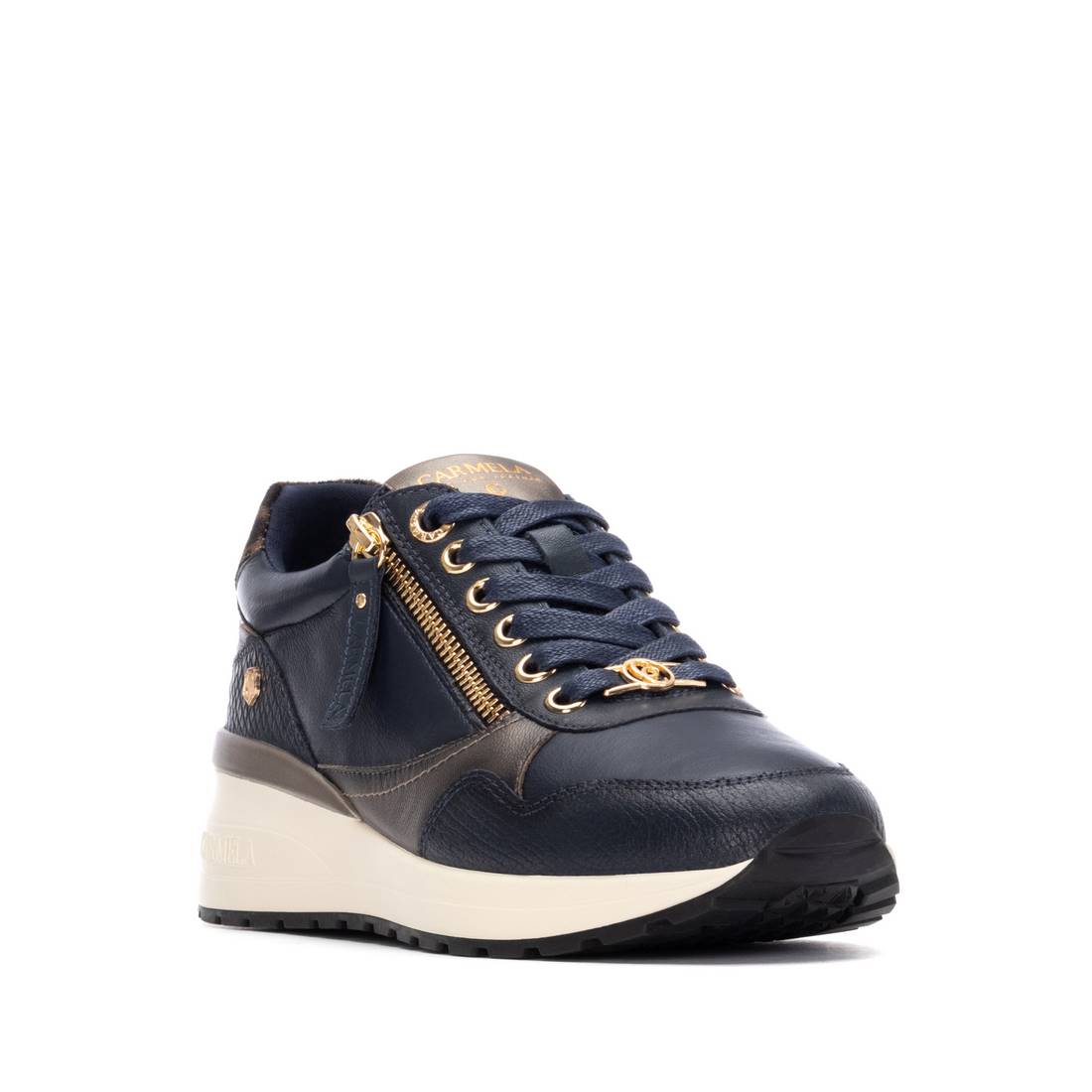 Carmela 16244207 basket femme cuir bleu marine plat