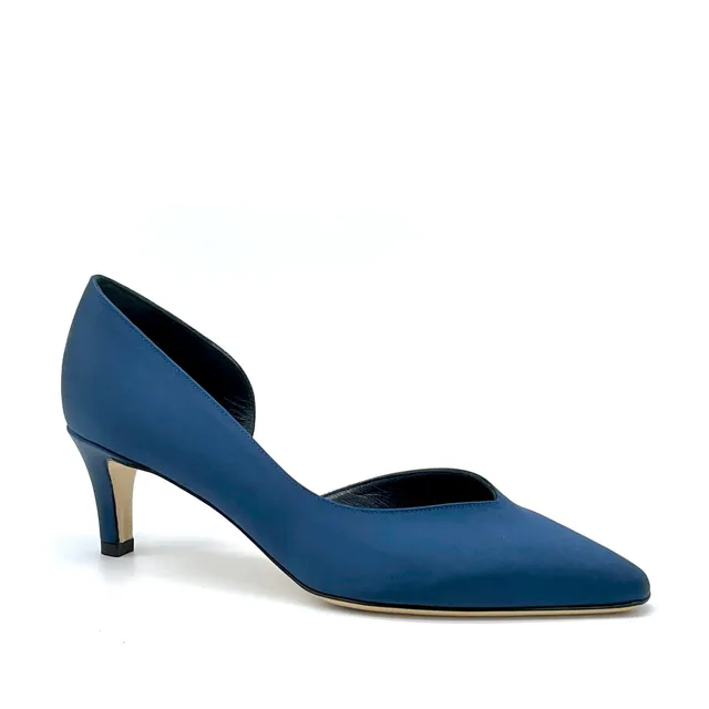 ELATA 10166-2 escarpins soie bleue talon 5,5 cm