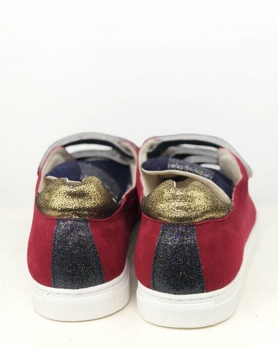 Dessine Moi Un Soulier basket velours bordeaux marine 42