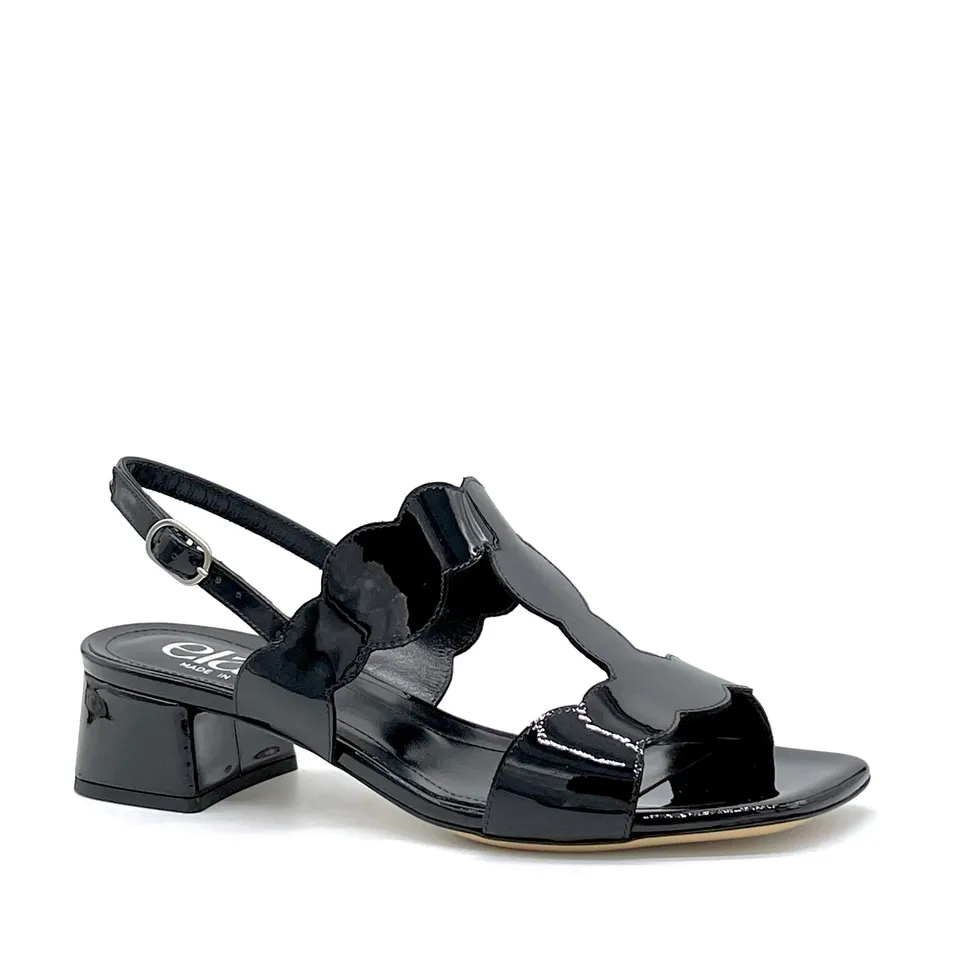 Elata 14183 sandales vernis noir talon 3,5 cm