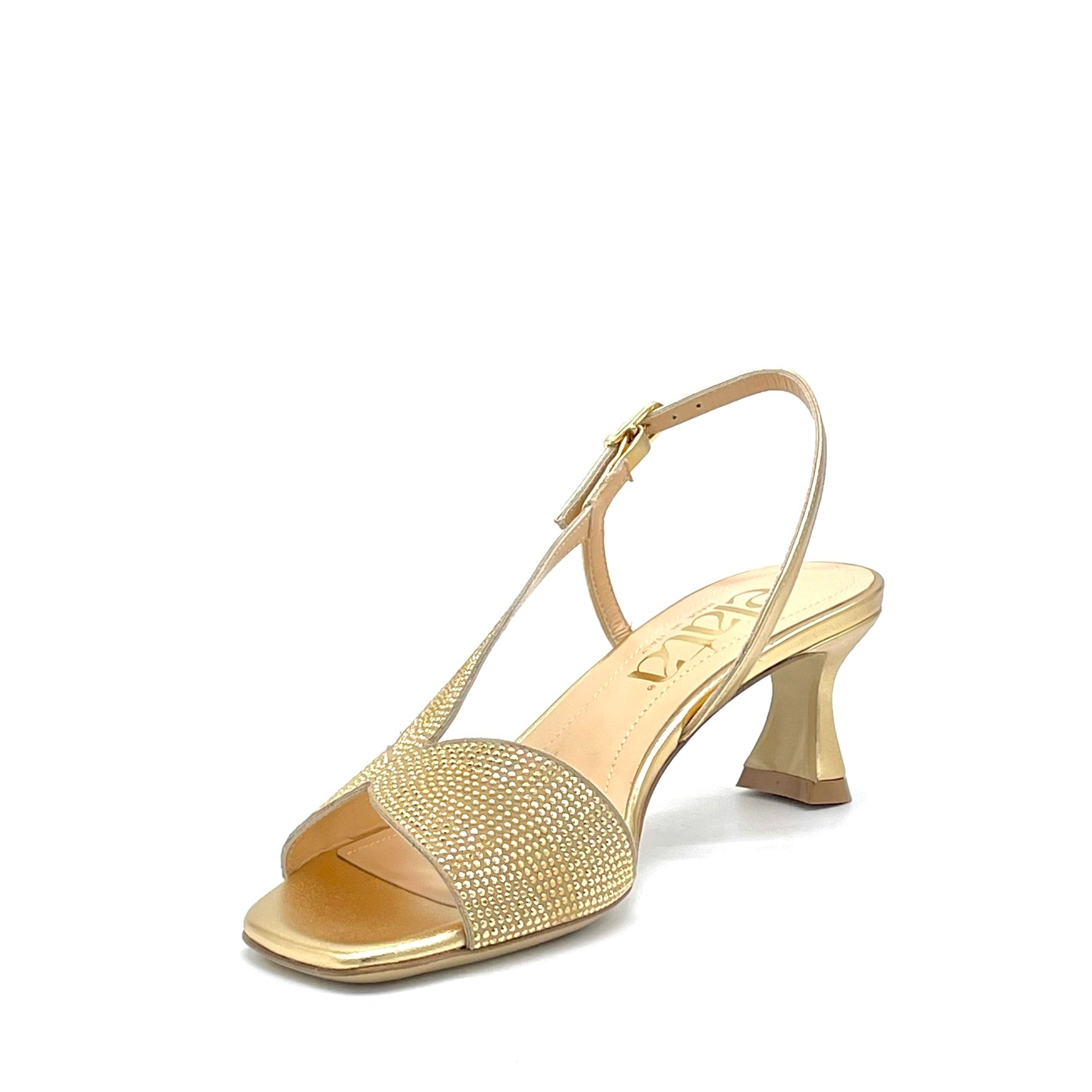 ELATA 16107 sandales cuir doré clous talon 5,5 cm