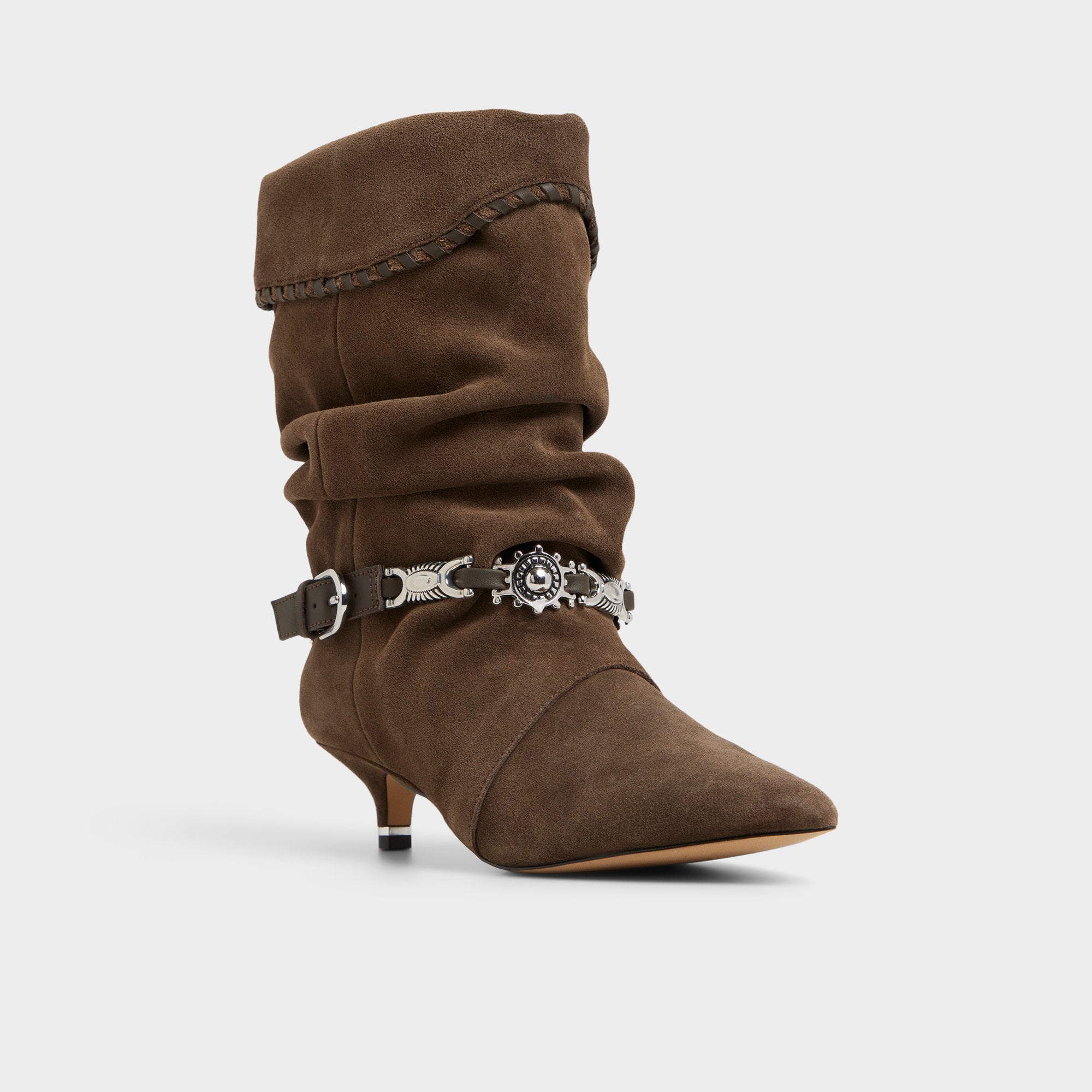 ALDO Bowy bottes daim marron talon kitten western