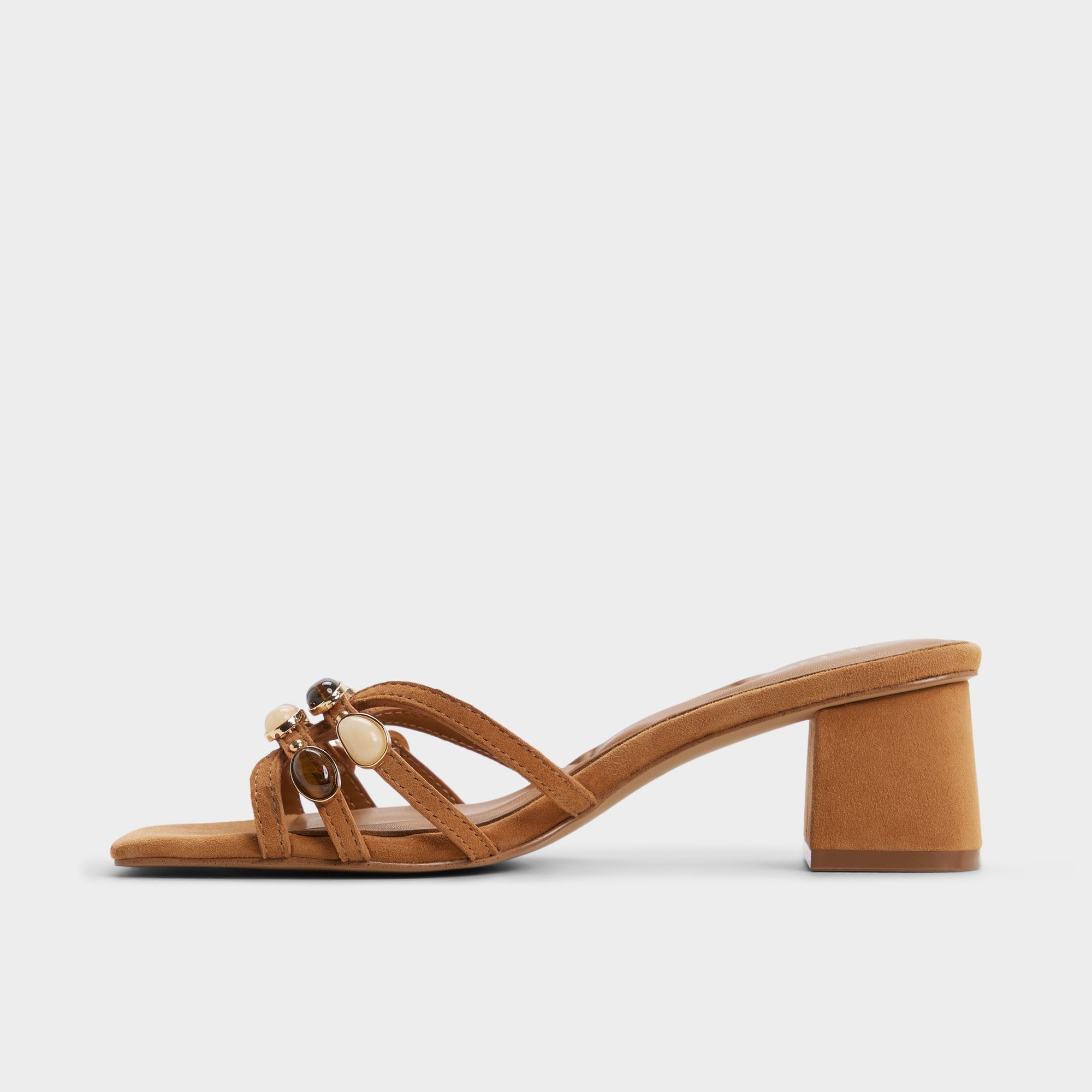 ALDO Jemstone mules talon bloc beige pierres