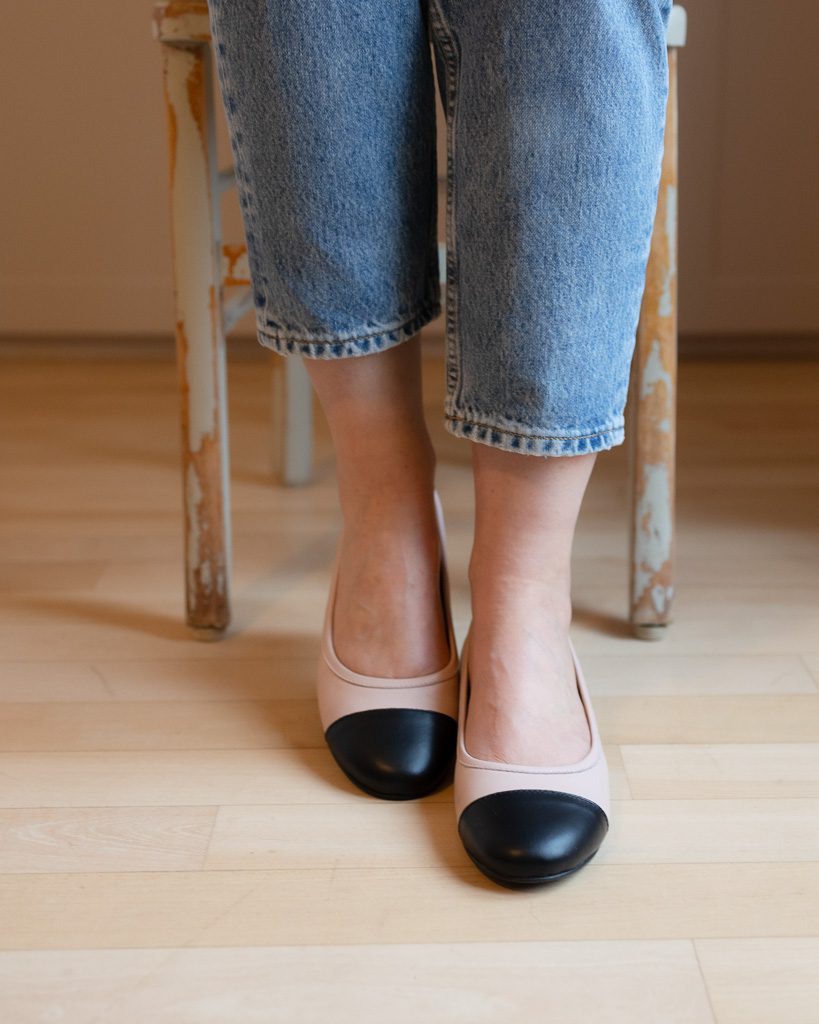 Dessine Moi Un Soulier ballerines cuir beige rosé noir plates