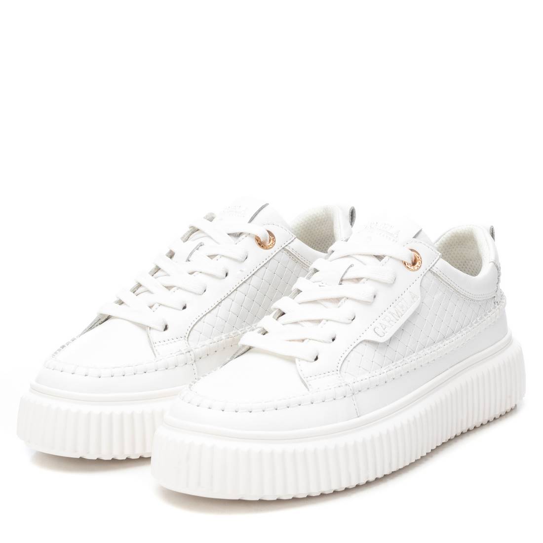 Carmela 16229602 basket blanche cuir tressé