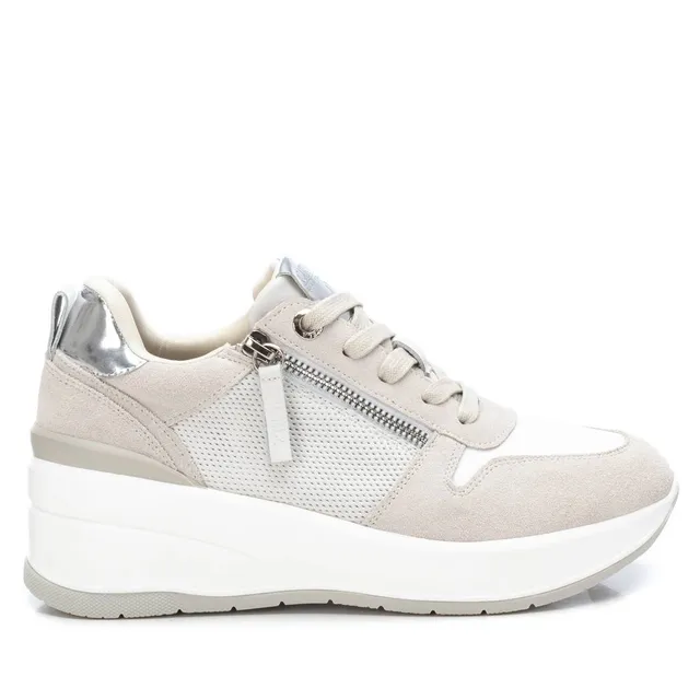 Carmela 16080801 baskets femme blanc cuir compensée