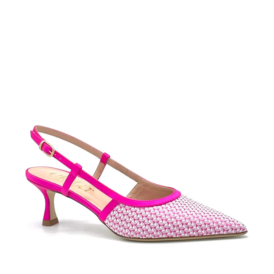 Elata 16142 slingback satin fuchsia talon 5,5 cm