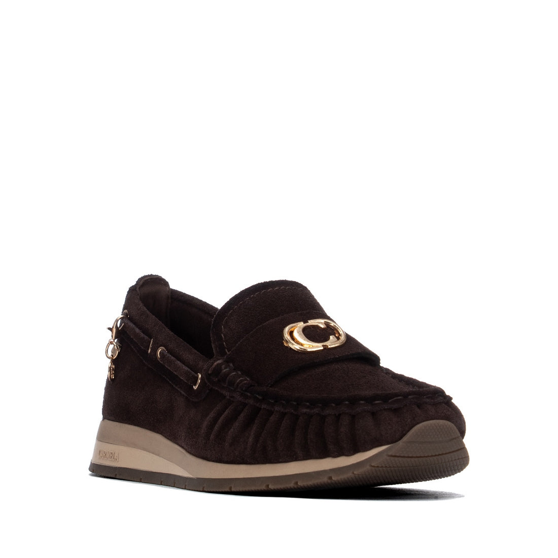Carmela 16423601 mocassin cuir marron talon plat