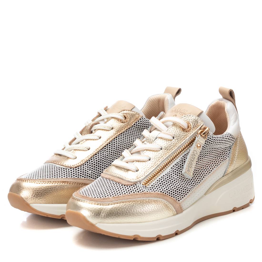 Carmela 16228302 baskets femme or cuir plat
