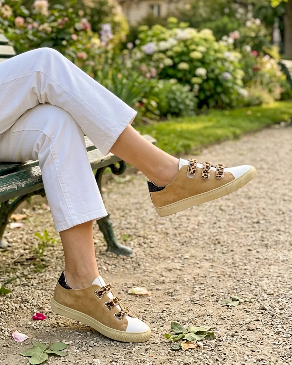 Dessine Moi Un Soulier Basket scratch velours camel léopard 45
