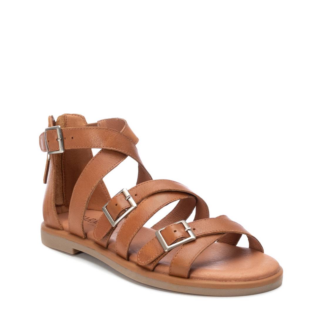 Carmela 16080902 sandale cuir marron plate