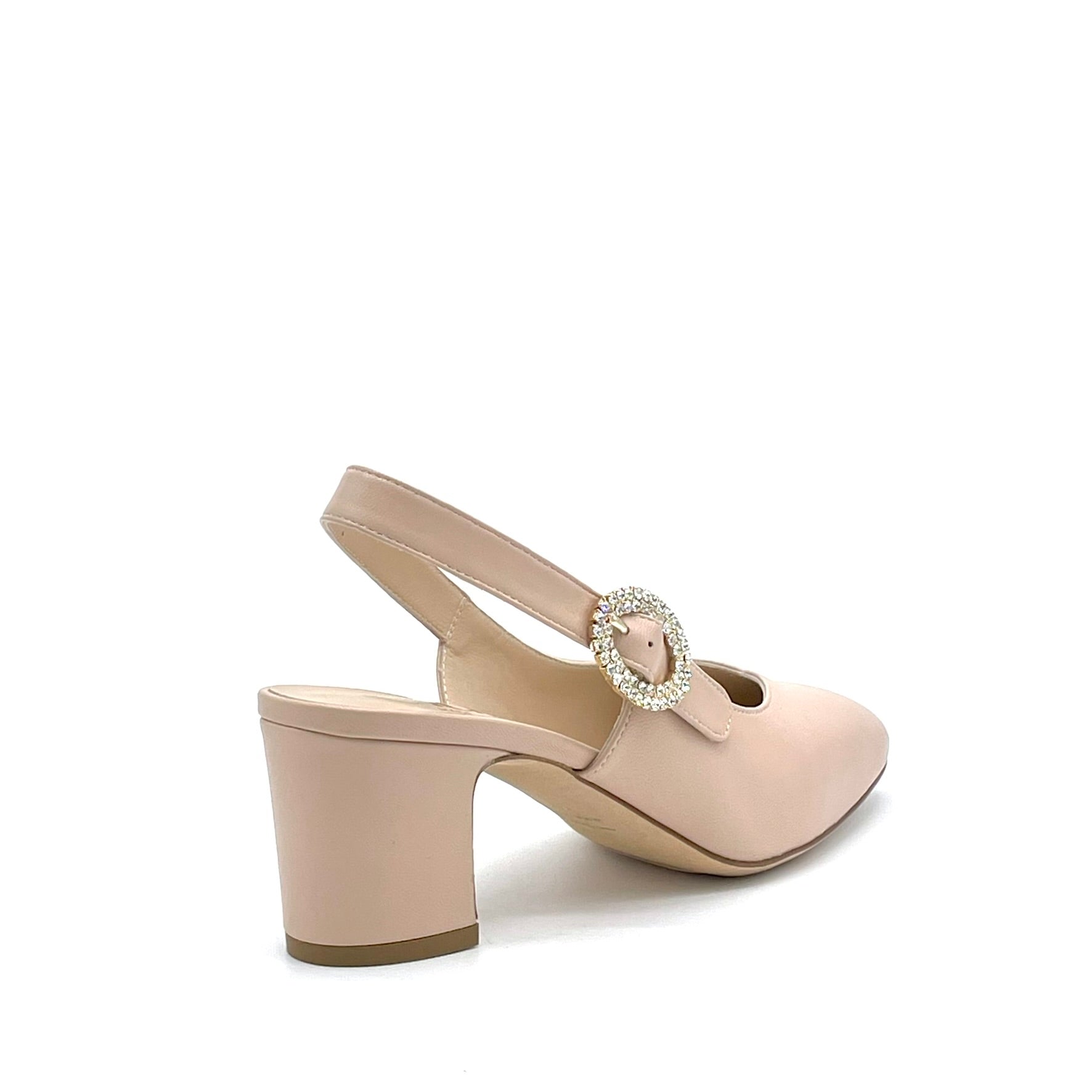 ELATA 16173 slingback cuir nude boucle bijou talon 5,5 cm