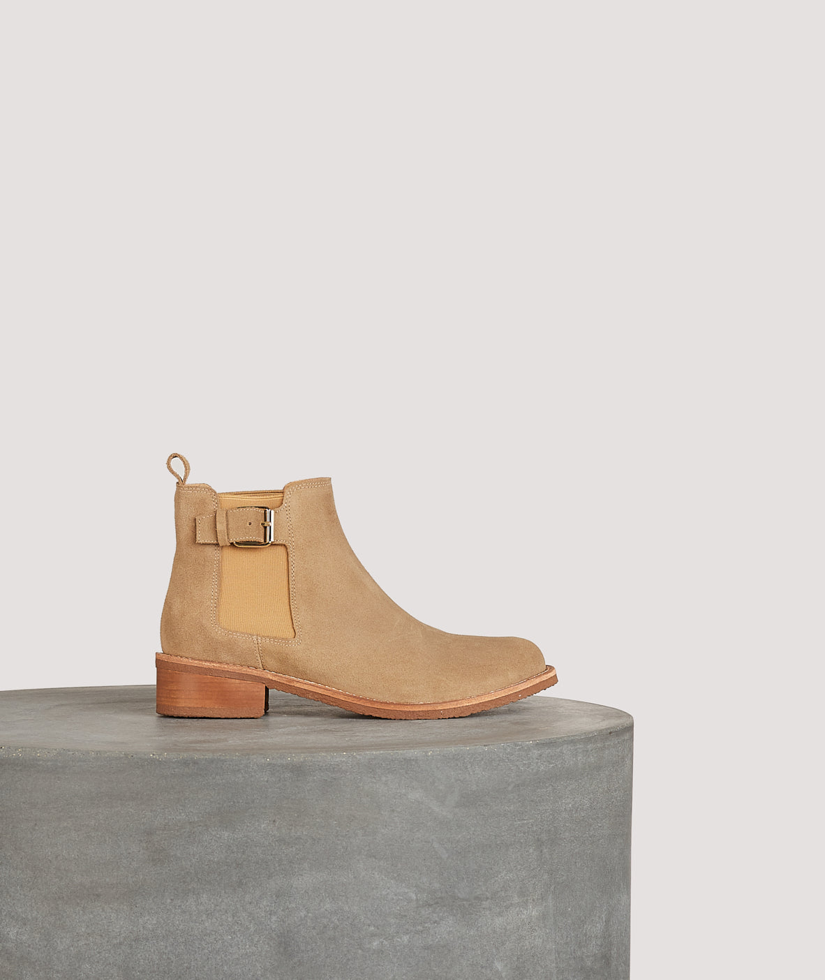 Tila March Elastique bottine beige cuir petit talon