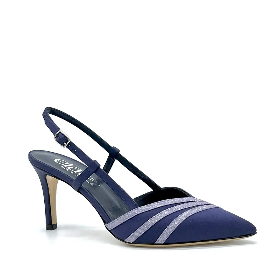 Slingback Elata 14143 satin bleu talon 7,5 cm