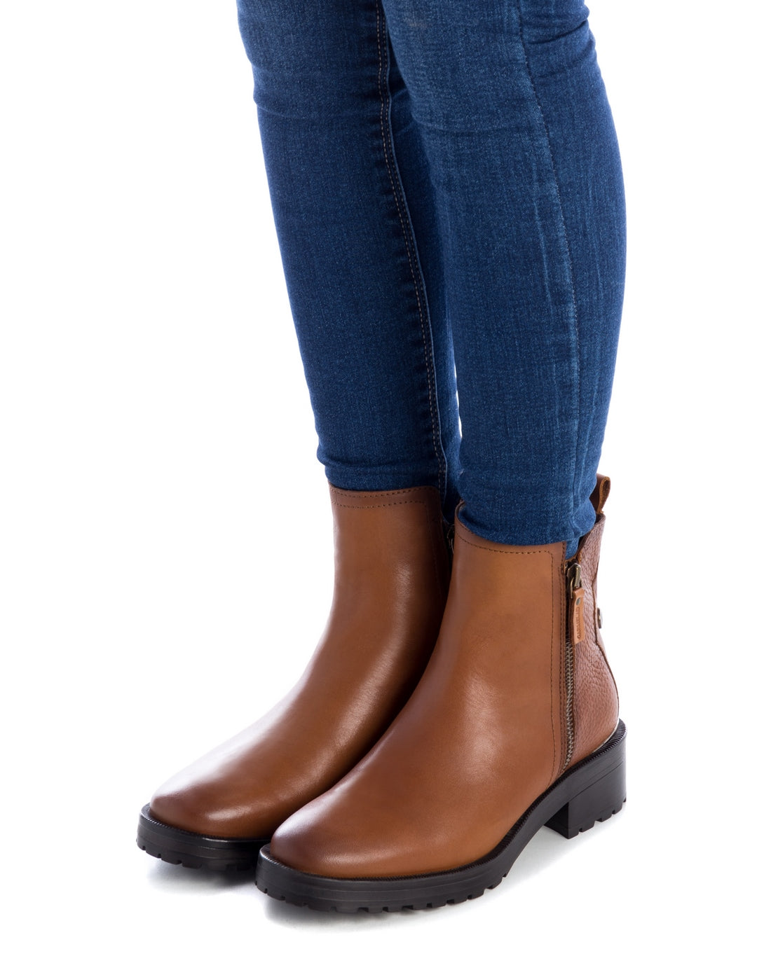 Carmela 16027702 bottine plate cuir marron zip