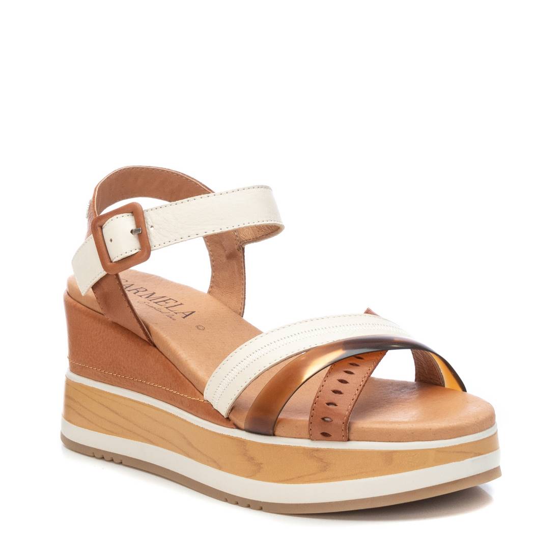 Carmela 16057402 sandales compensees femme camel cuir