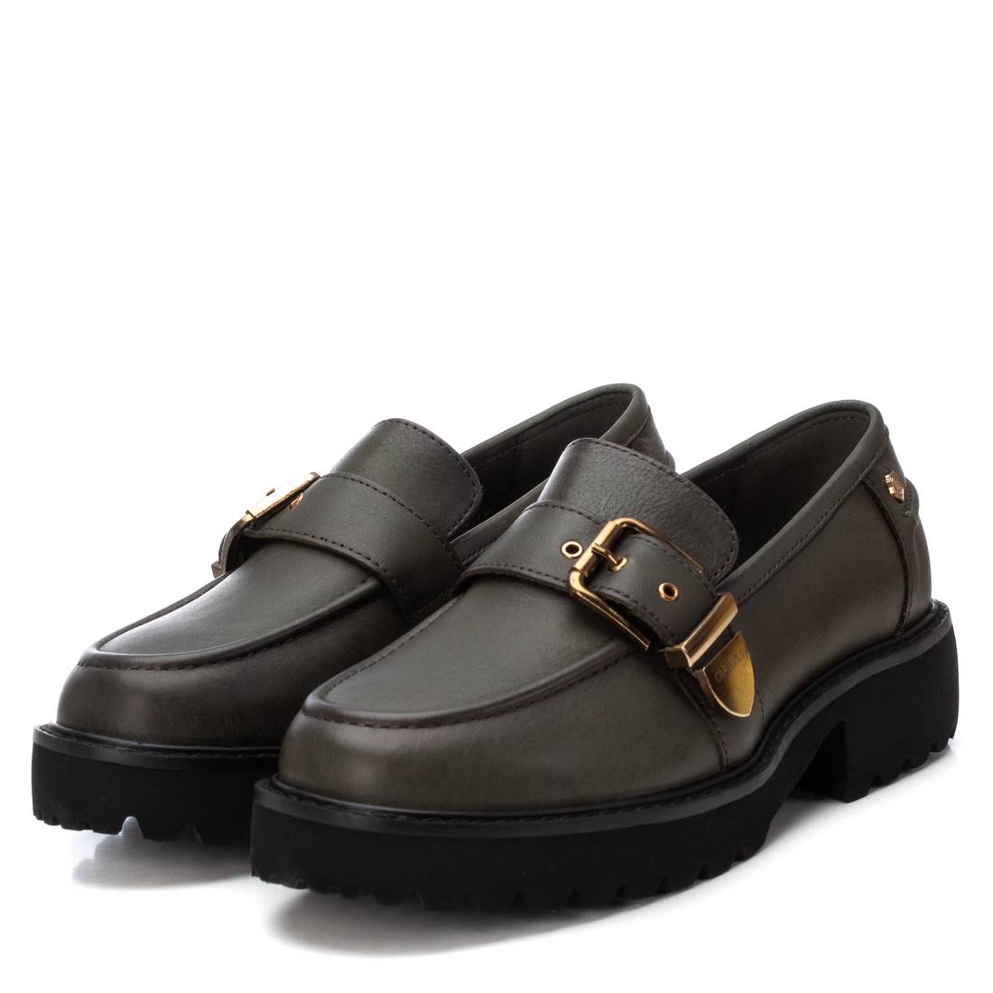 Carmela 16190703 mocassin femme kaki cuir semelle épaisse