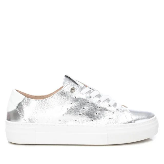 Carmela 16133704 basket cuir argenté lacets