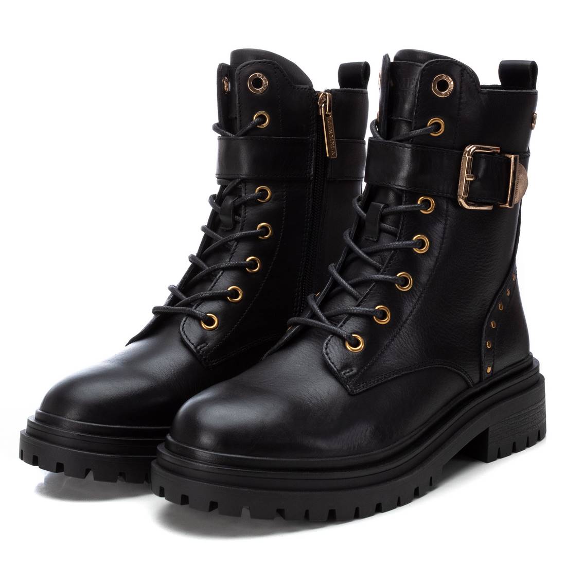 Carmela 16194201 bottine femme noire cuir militaire