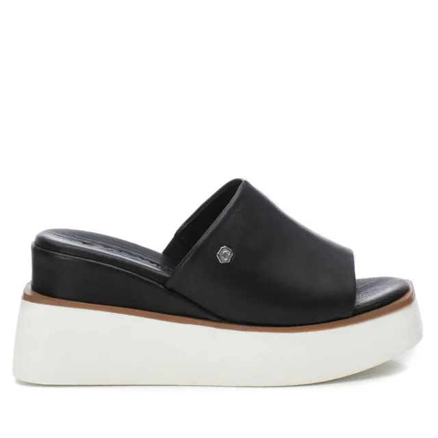 Carmela 16078803 sandale femme noir cuir compensée