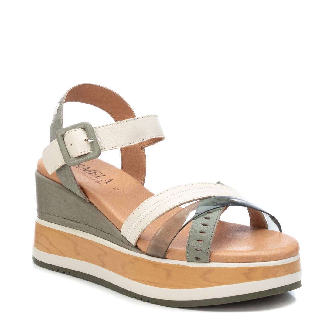 Carmela 16057404 sandale cuir verte compensée 8 cm