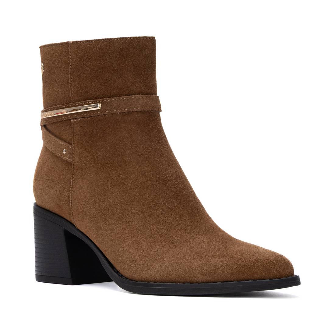 Carmela 16439803 bottine cuir velours camel talon