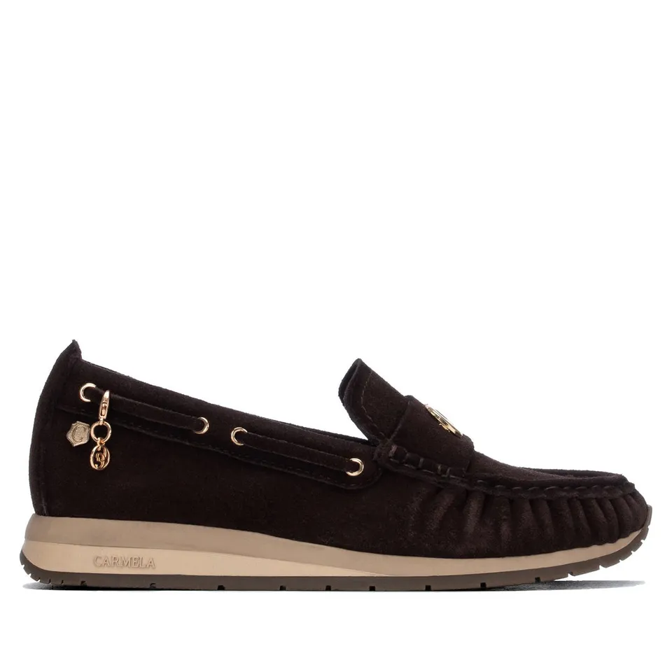 Carmela 16423601 mocassin cuir marron talon plat