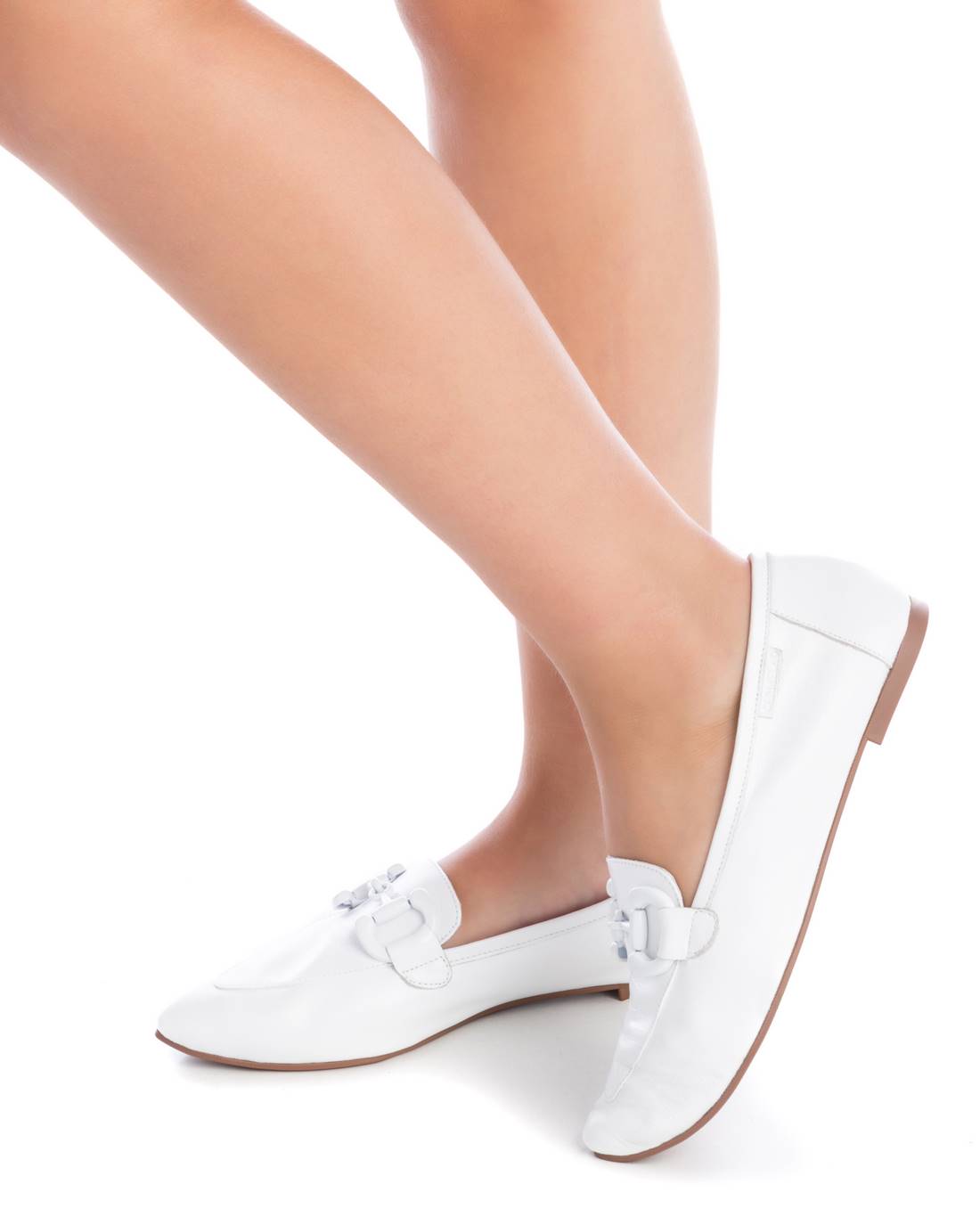 Carmela 16047205 Mocassins Femme Blanc Cuir Plat
