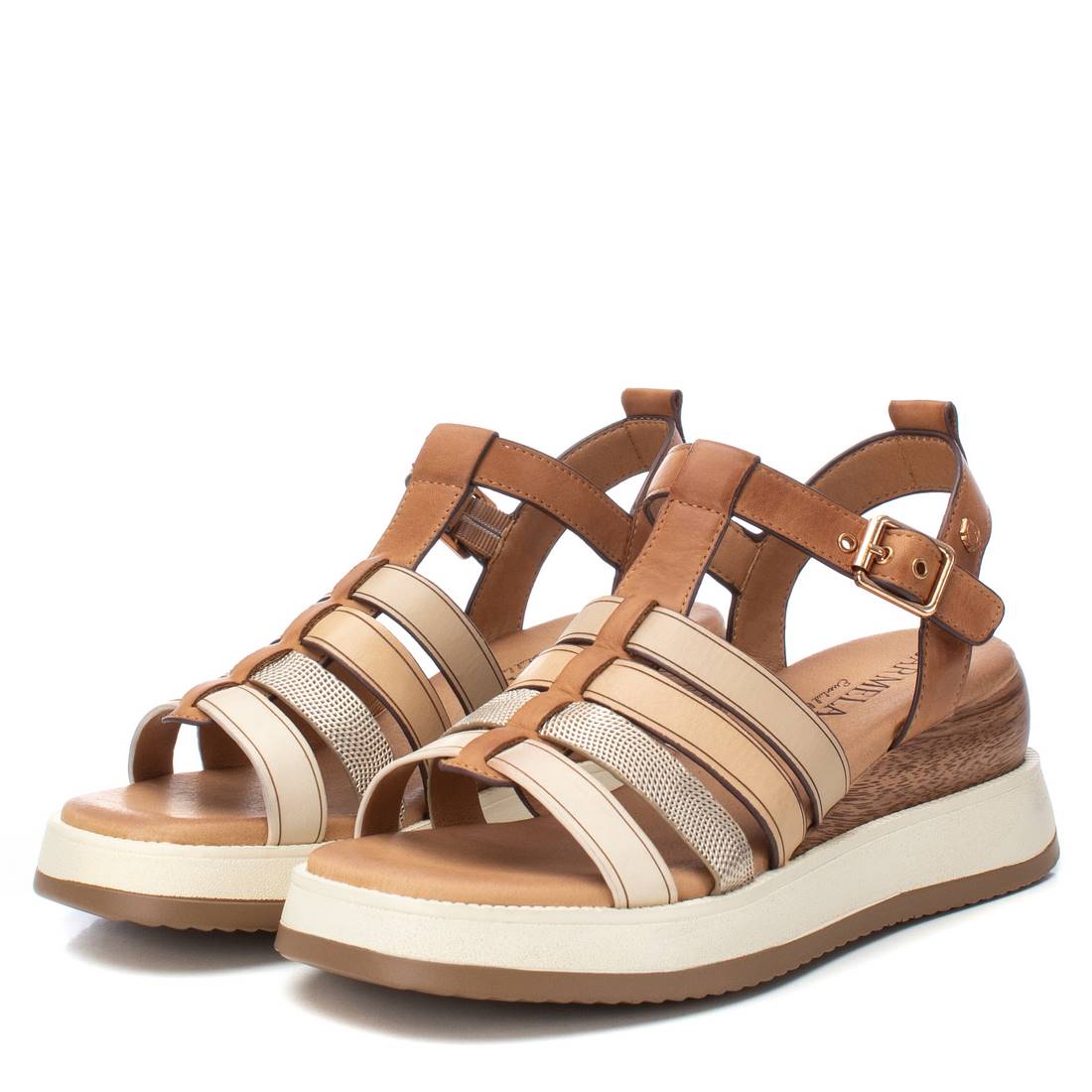 Carmela 16160701 sandale romaine cuir marron compensée