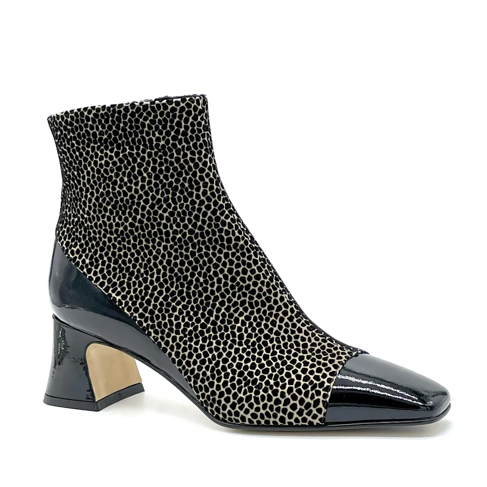 Elata 53549 bottines daim imprimé verni noir