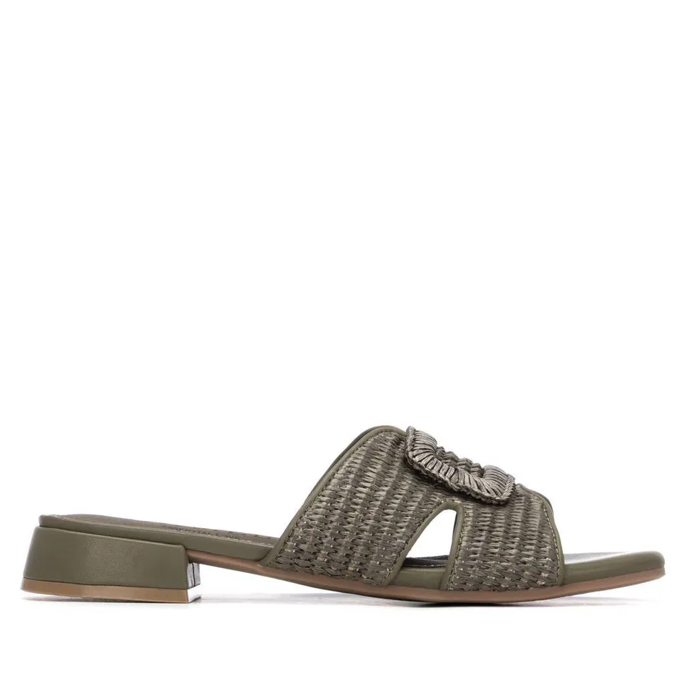 Carmela 16327201 sandale femme kaki tressée plate