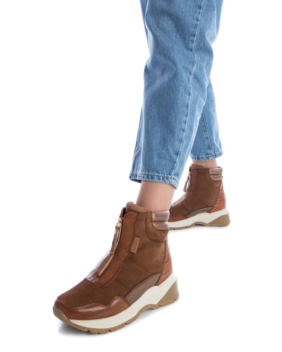 Carmela 16118204 sneakers cuir marron zip avant