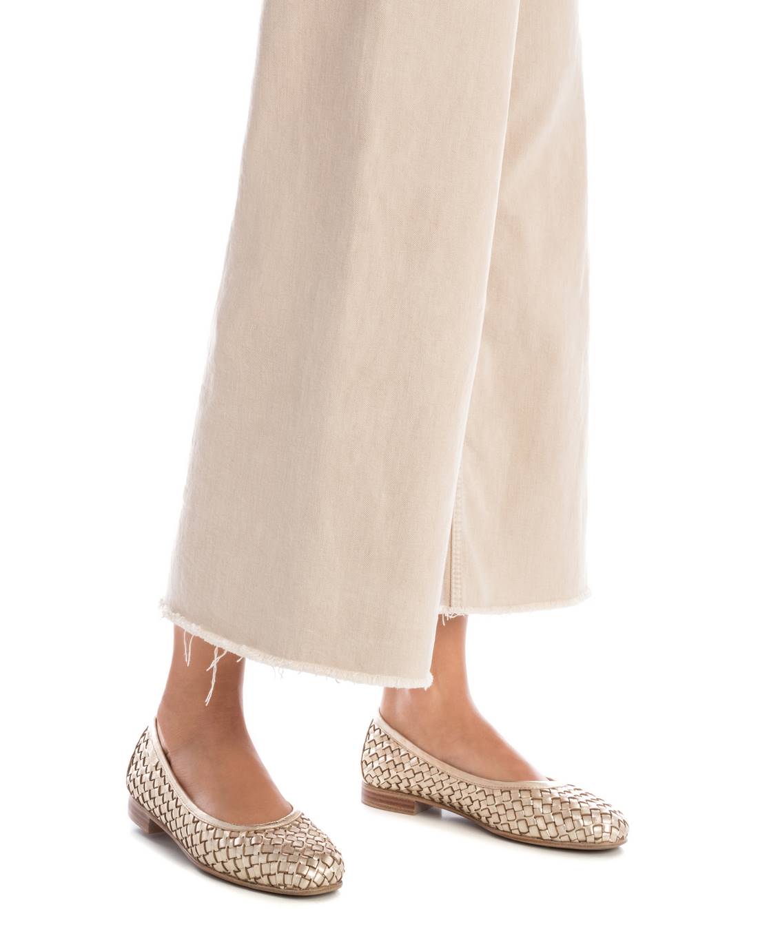 Carmela 16127701 ballerine cuir doré tressé