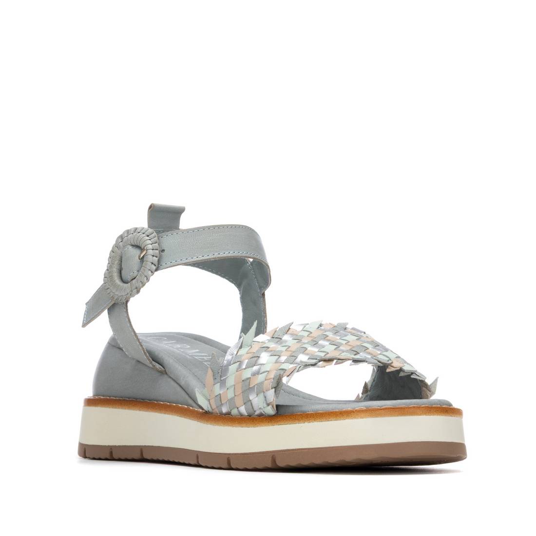 Carmela 16315501 sandale cuir jeans compensée