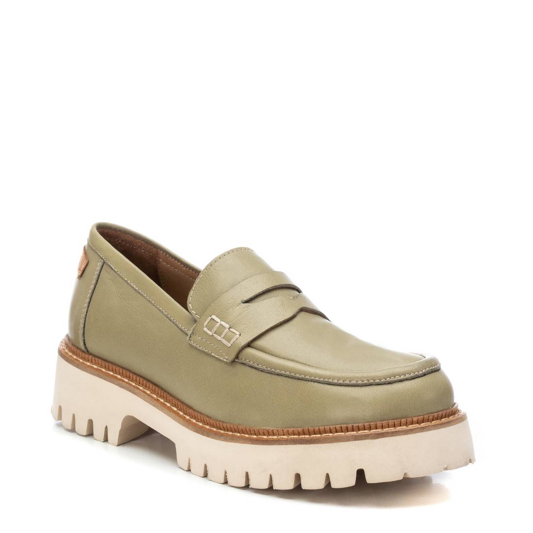 Carmela 16130903 mocassin cuir vert semelle dentée