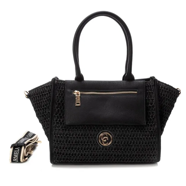 Carmela 18613202 sac épaule noir raphia moyen