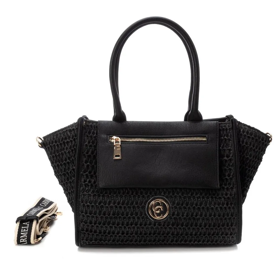 Carmela 18613202 sac épaule noir raphia moyen