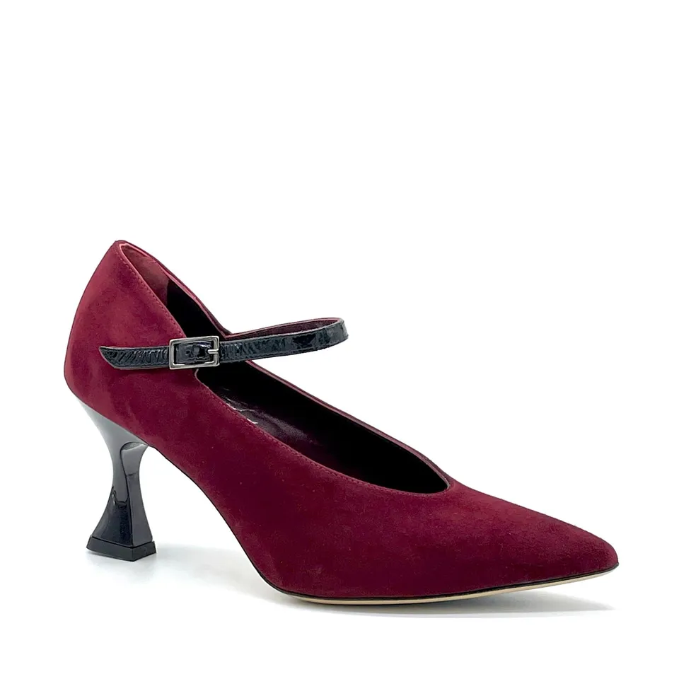 ELATA 55502 mary jane daim bordeaux talon 7,5 cm