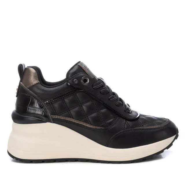 Carmela 16184501 sneakers femme noir cuir compensées