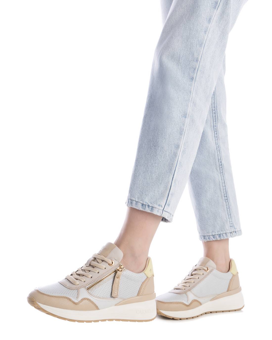 Carmela 16226804 sneaker cuir beige compensée 5 cm