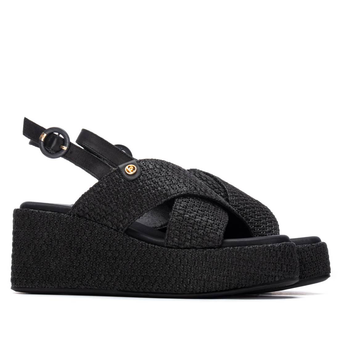 Carmela 16323403 sandale femme noire compensée 8 cm
