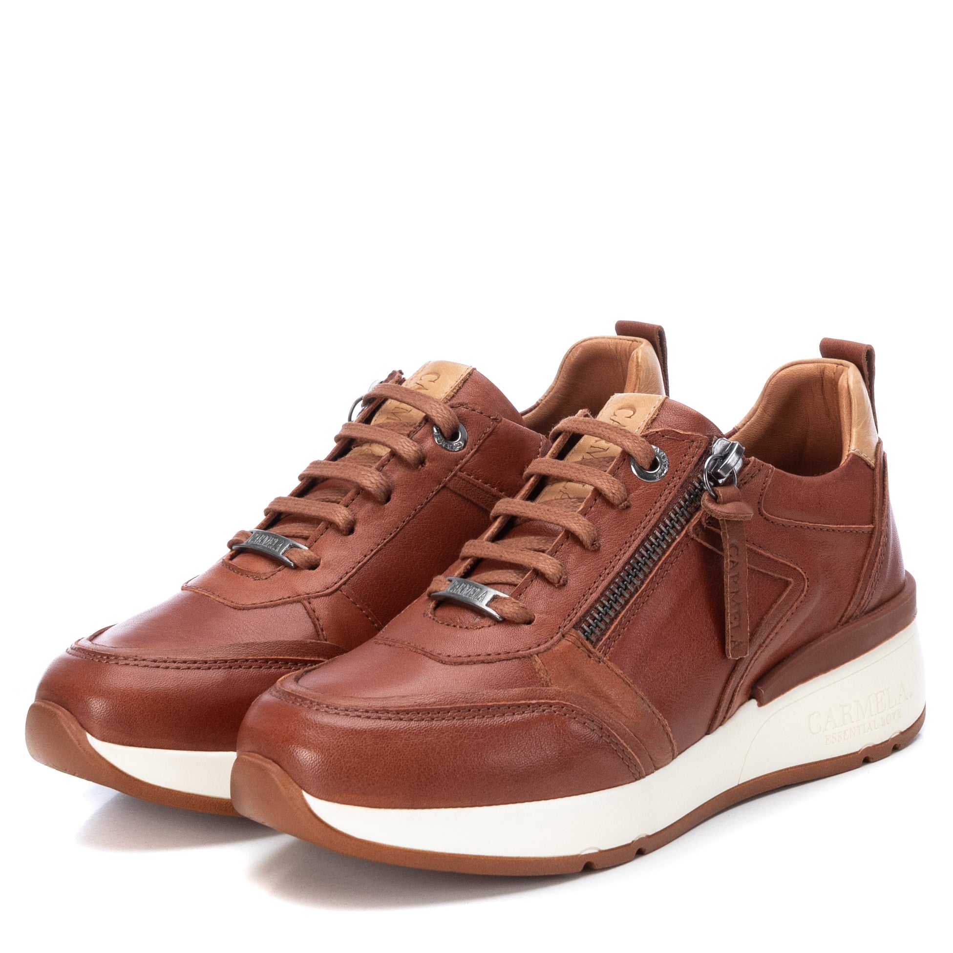 Carmela 16020802 basket femme marron cuir semelle épaisse