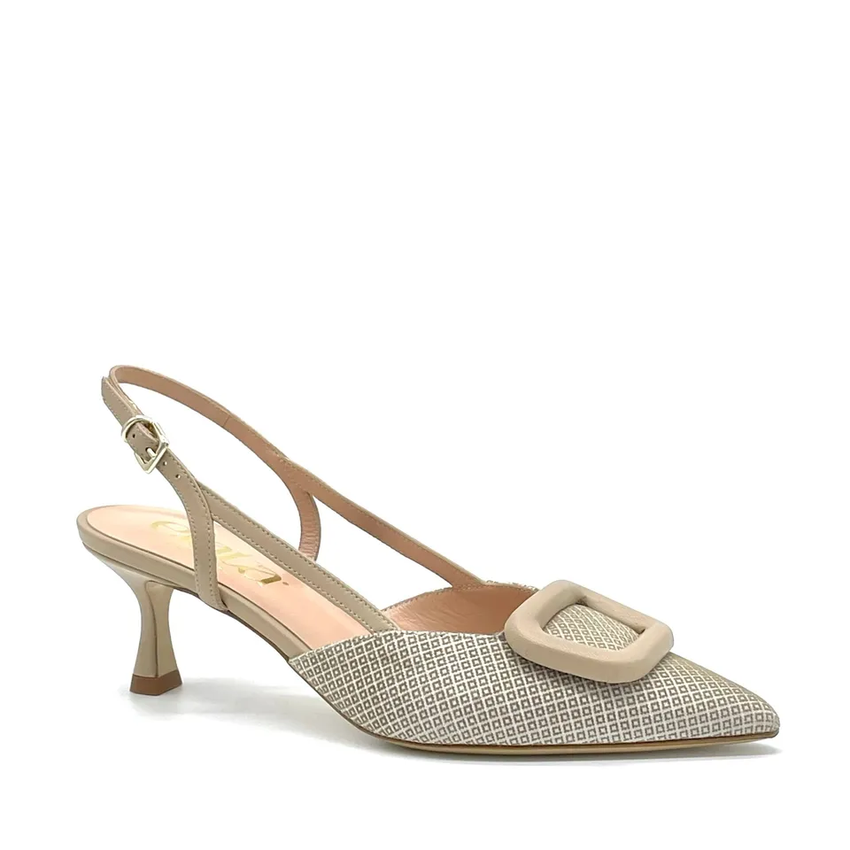 Elata 54519 slingback daim beige panna boucle talon 5,5 cm