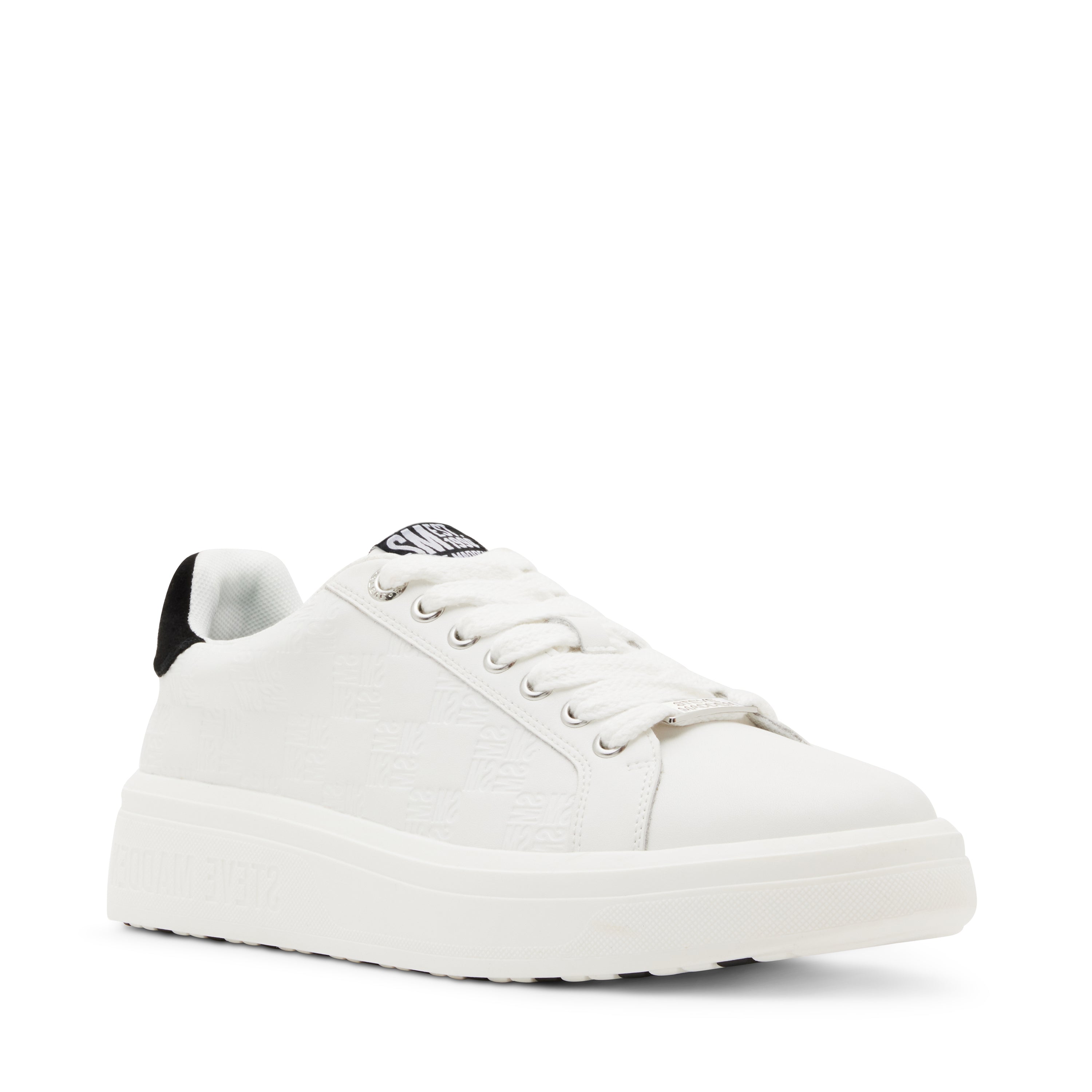 Steve Madden Razoredge baskets homme cuir blanc noir