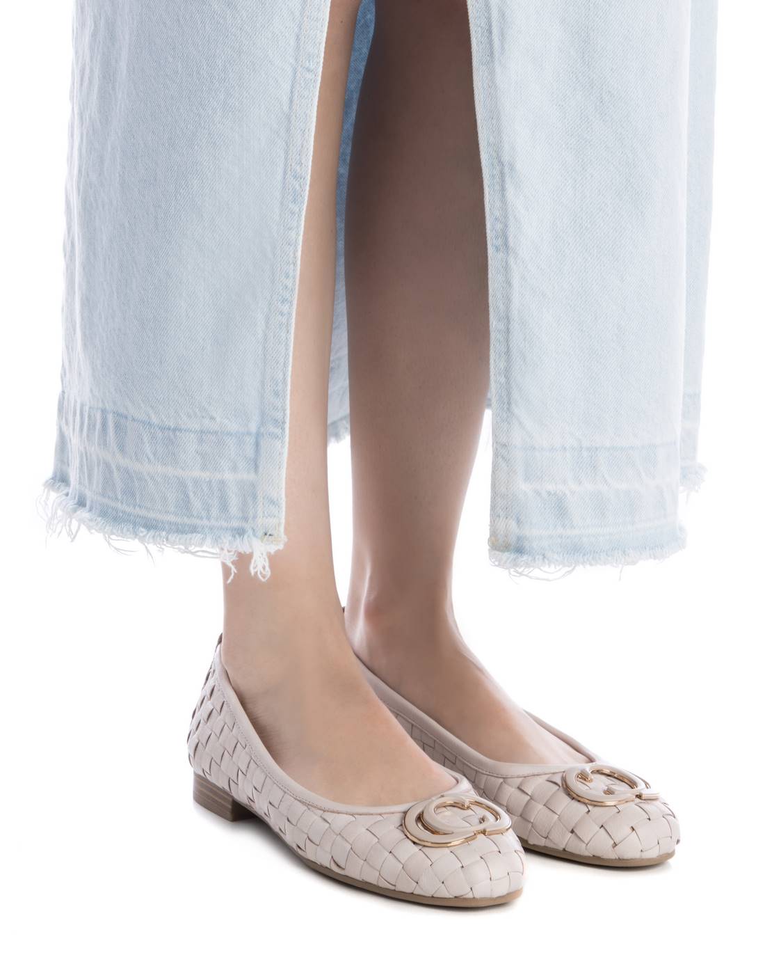 Carmela 16216903 ballerines femme beige cuir tressé