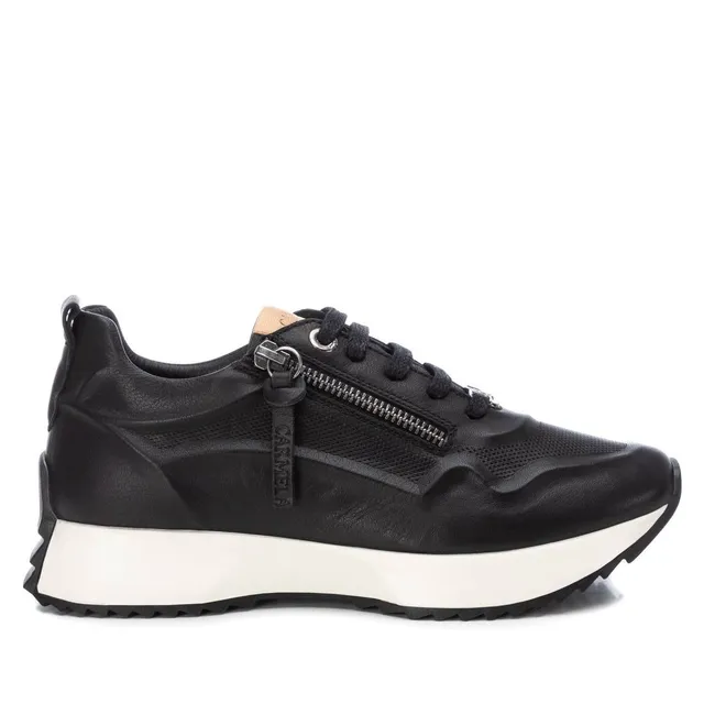 Carmela 16067002 sneaker cuir noir à zip